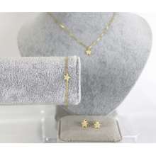 s925 sterling silver charm jewelry set star gold-plated necklace bracelet earrings